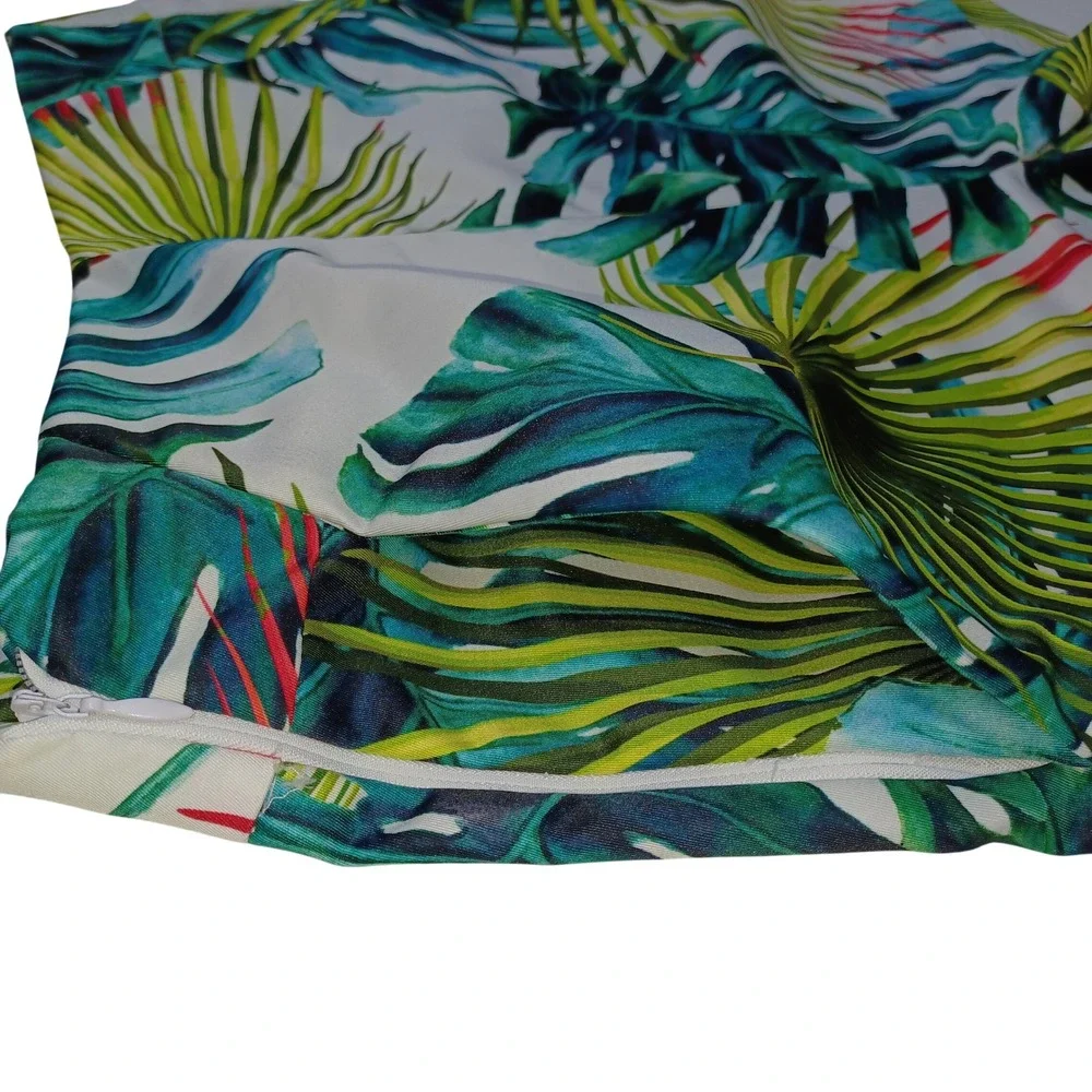 Pepita Perez Womens L High Waist Tropical Palm Print Shorts Bold Resort Vacation
